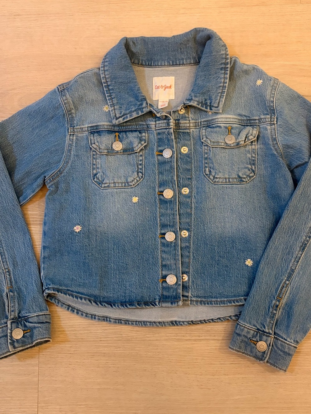Girls Cat & Jack 10/12 Denim Jacket with Daisy Details